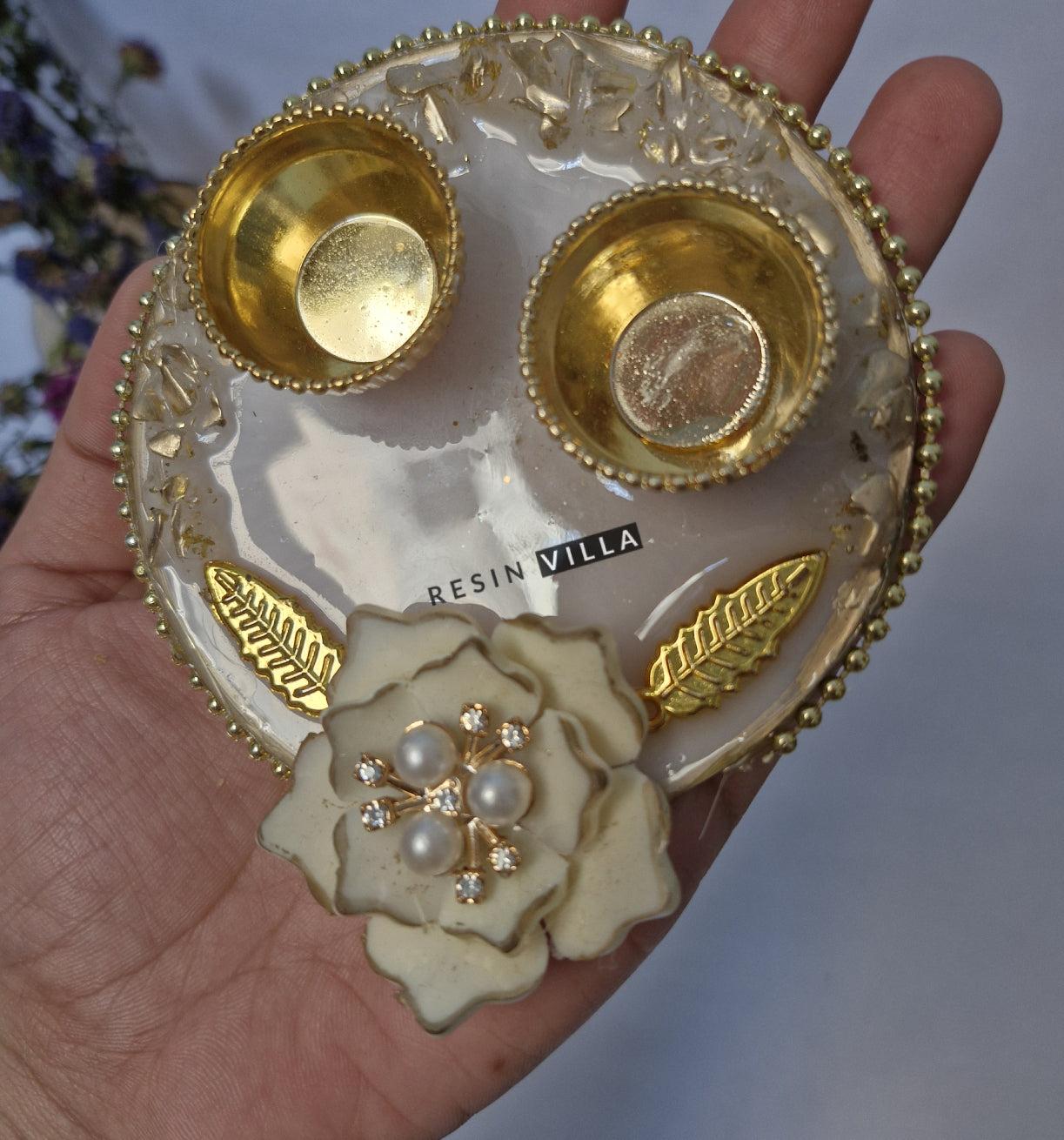 Resin Art, Custom Tika Thali for Indian Wedding Rituals Personalized Tikka Ceremony Decor, Traditional Puja Thali for Wedding Season