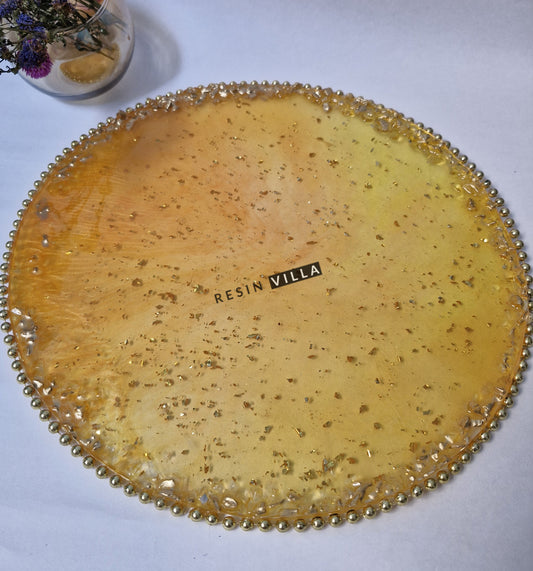 Wedding Haldi Platter, 12 Incj, Round, Haldi Yellow - Traditional Haldi Ceremony platter, Personalized Platter for Indian Wedding Rituals