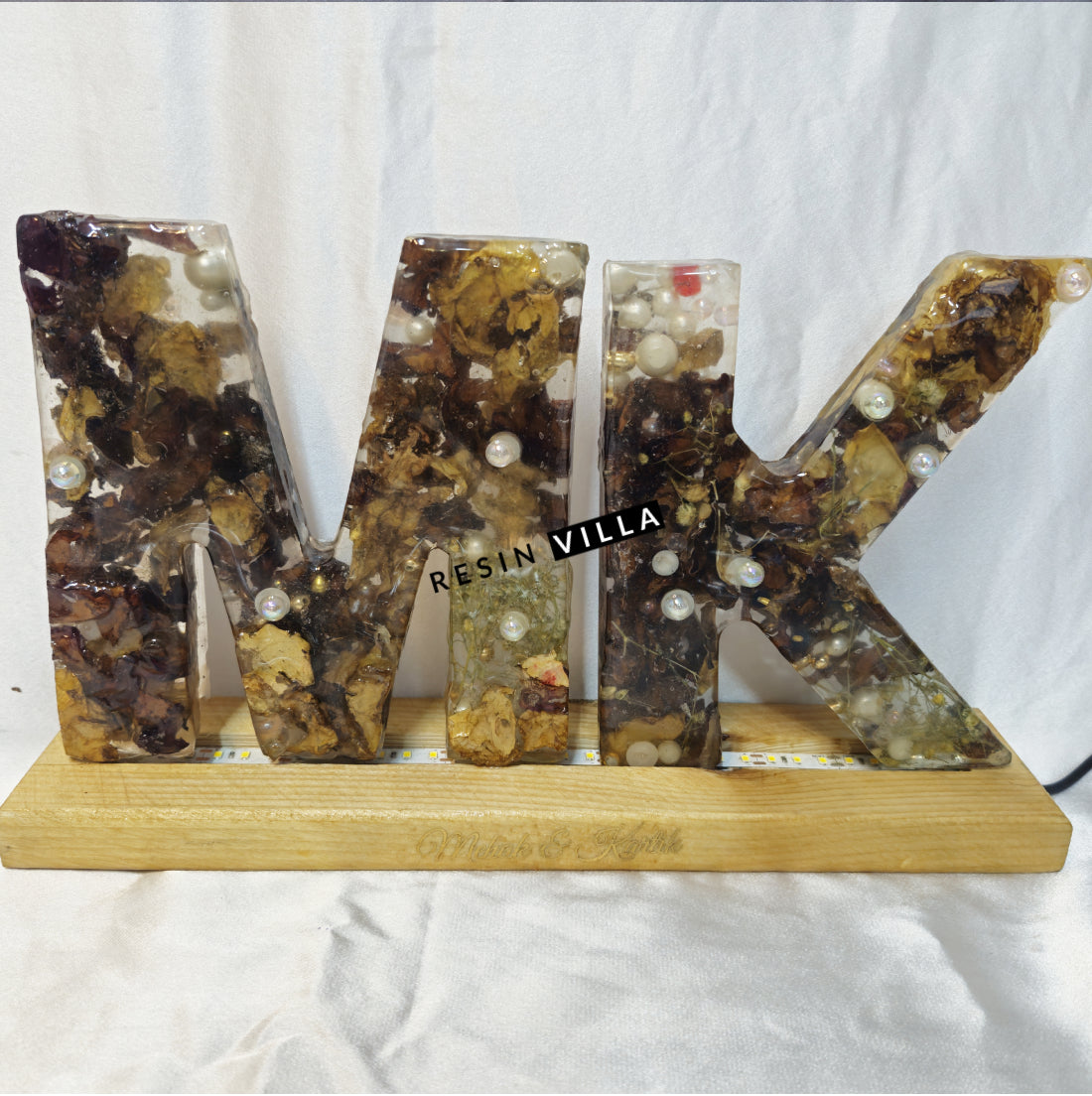 Varmala Preservation initials, 6 inch letter, Monogram Alphabet Led Letter