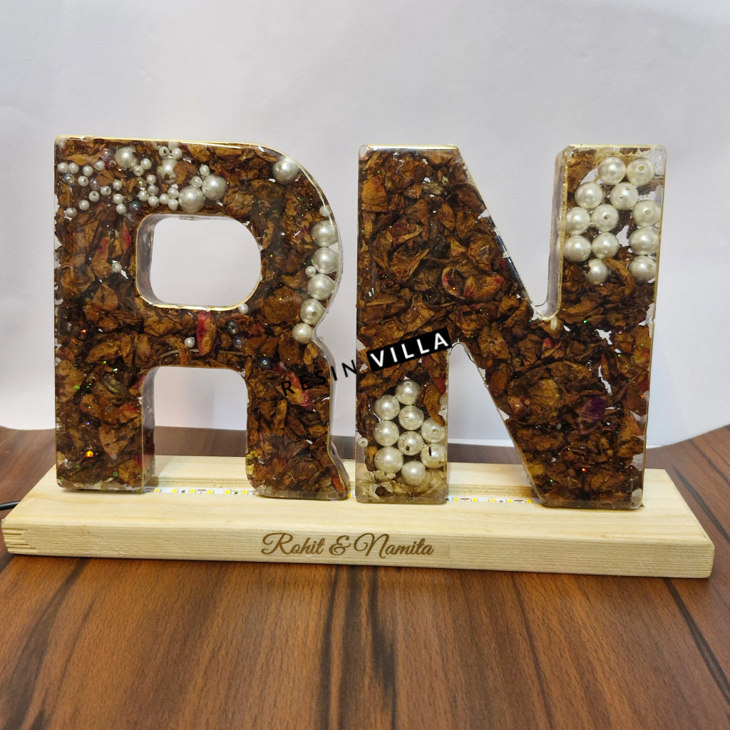 Varmala Preservation, 6 inch per letter, Letter R & N, LED lamp, Monogram Alphabet Led Letter Lights