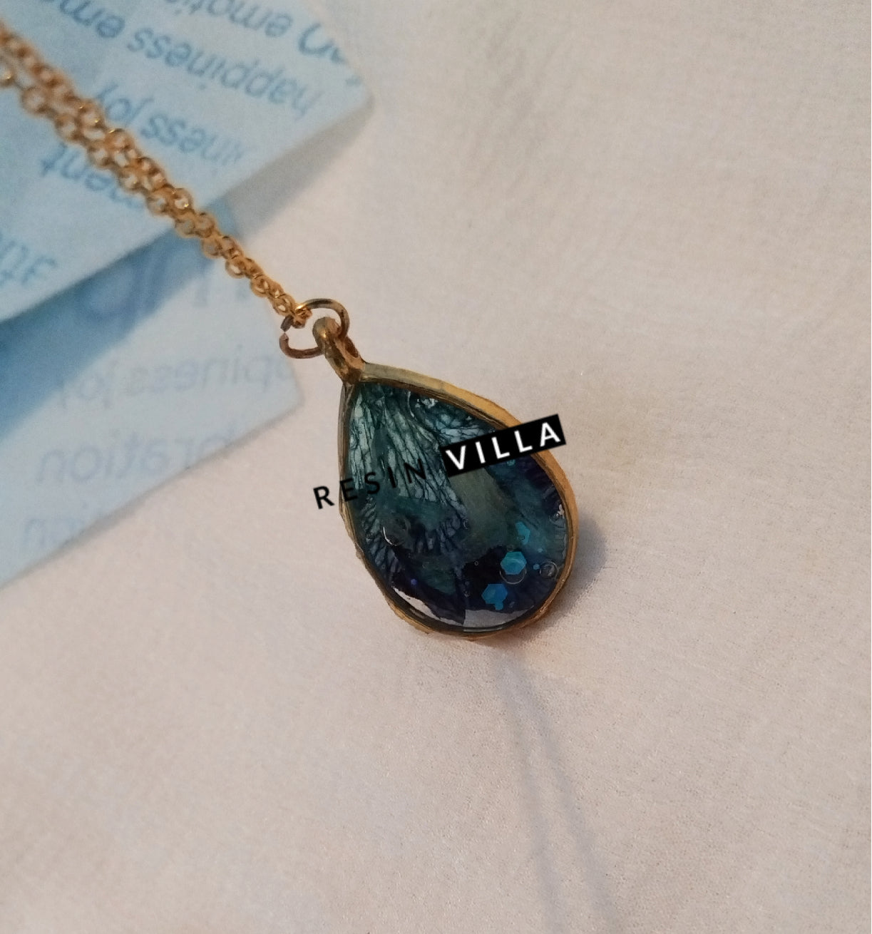 Resin Art, Jwellery, Golden Drop Bezel Shape Pendant For Girls / Female