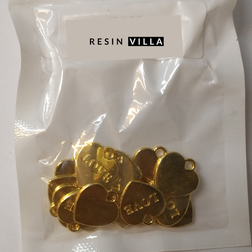 रेज़िन आर्ट मटीरियल, मेटल चार्म्स और कीचेन एक्सेसरीज़ - छोटा दिल प्यार का आकार