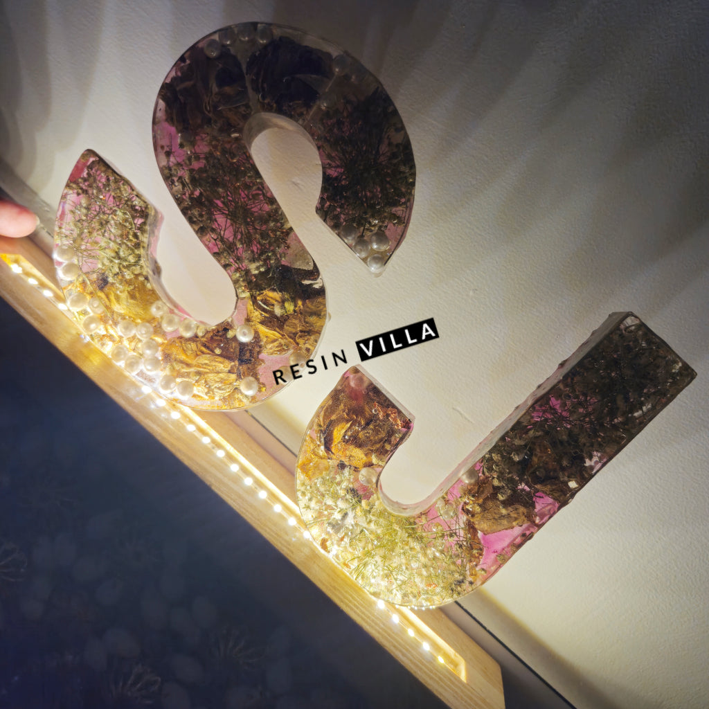 Varmala Preservation, 6 inch per letter, Letter S & J, LED lamp, Monogram Alphabet Led Letter Lights