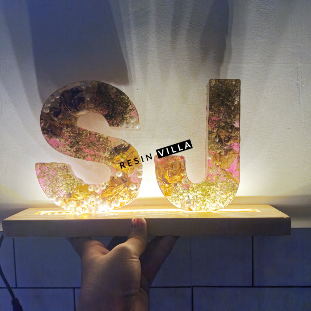 Varmala Preservation, 6 inch per letter, Letter S & J, LED lamp, Monogram Alphabet Led Letter Lights