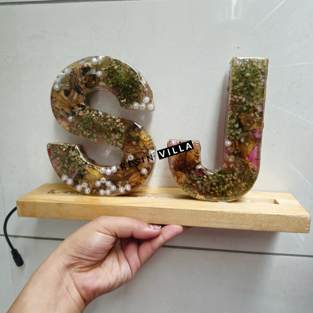 Varmala Preservation, 6 inch per letter, Letter S & J, LED lamp, Monogram Alphabet Led Letter Lights
