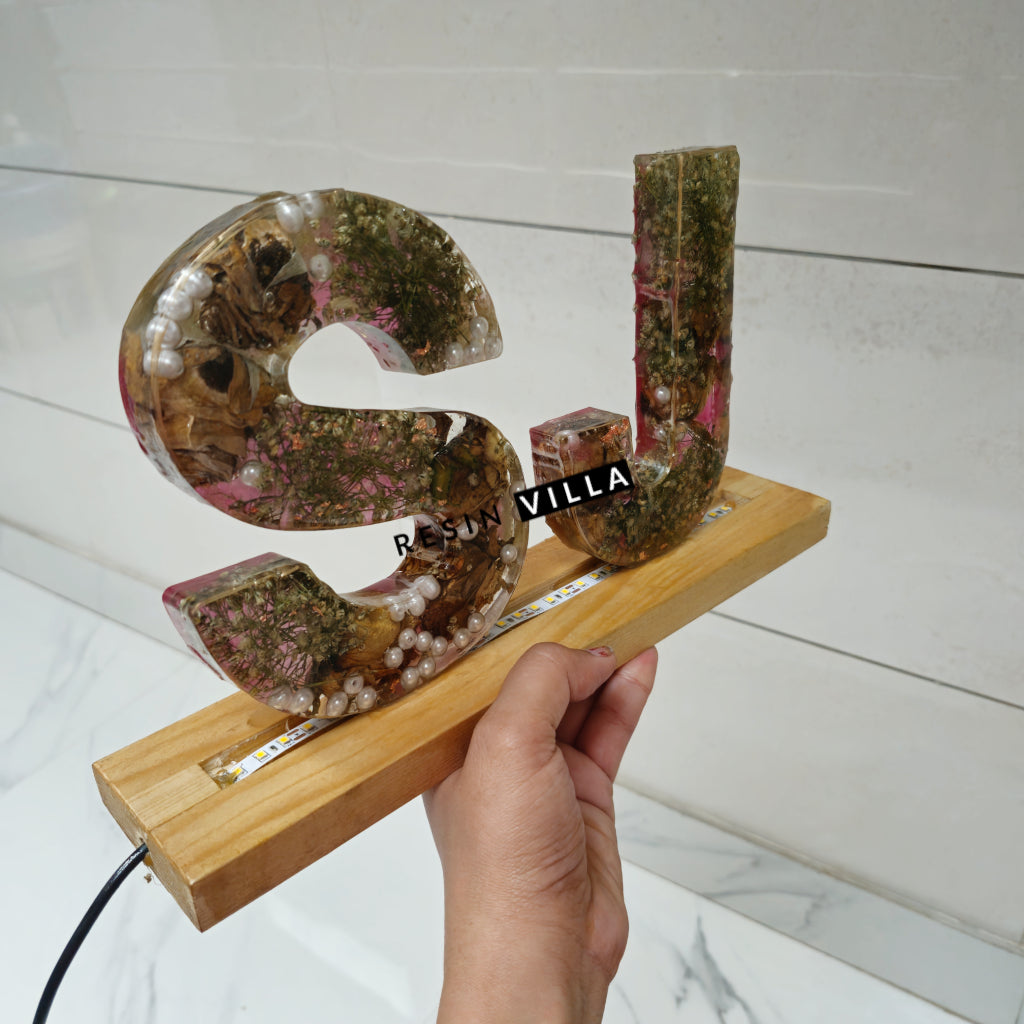 Varmala Preservation, 6 inch per letter, Letter S & J, LED lamp, Monogram Alphabet Led Letter Lights