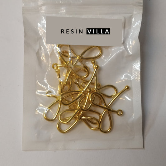 Resin Art Material, Metal Charms & Keychain Accessories - Golden Charm Bow