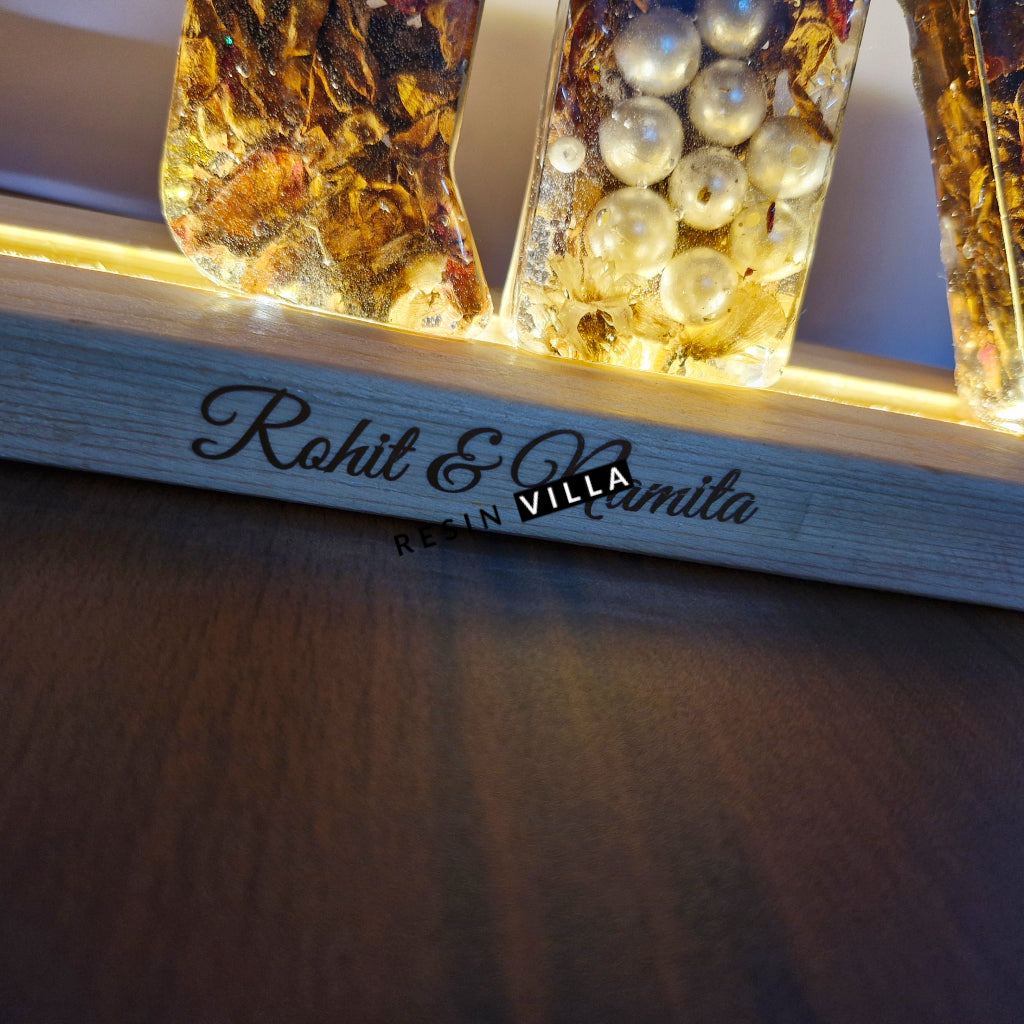 Varmala Preservation, 6 inch per letter, Letter R & N, LED lamp, Monogram Alphabet Led Letter Lights