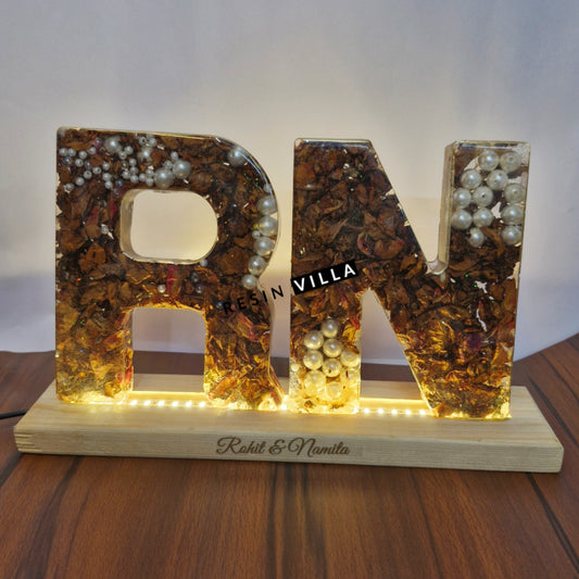 Varmala Preservation, 6 inch per letter, Letter R & N, LED lamp, Monogram Alphabet Led Letter Lights