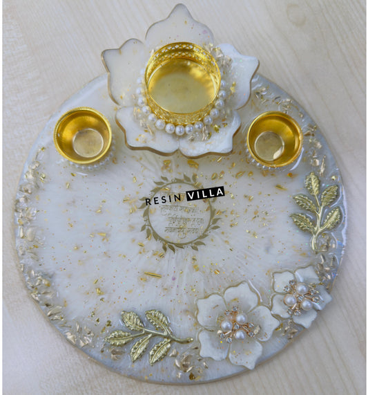 Resin Art, Pooja Thali, Karwa Chauth, Navratri, Diwali Gift and Daily Prayer