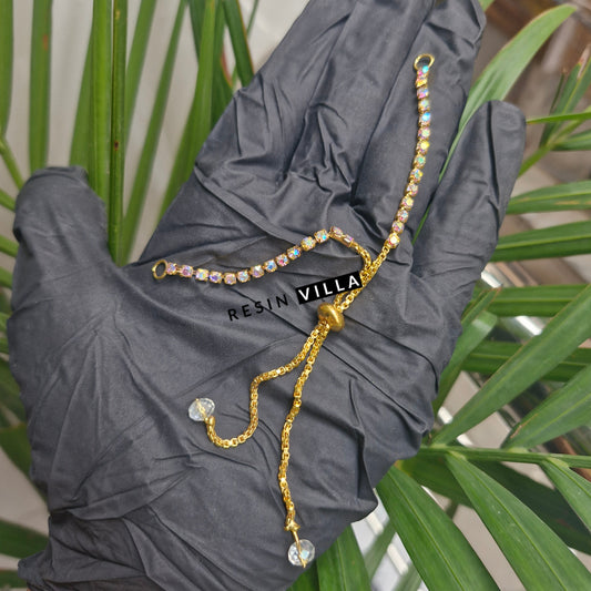 Golden Rainbow Adjustable Chain for  Rakhi or Bracelet   Metallic Chain for DIY Rakhi / Bracelet Making