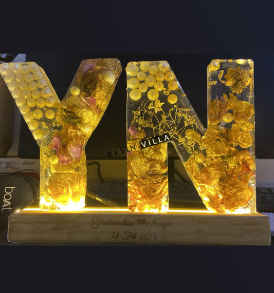 Varmala Preservation, 6 inch per letter, Letter Y & N, LED lamp, Monogram Alphabet Led Letter Lights