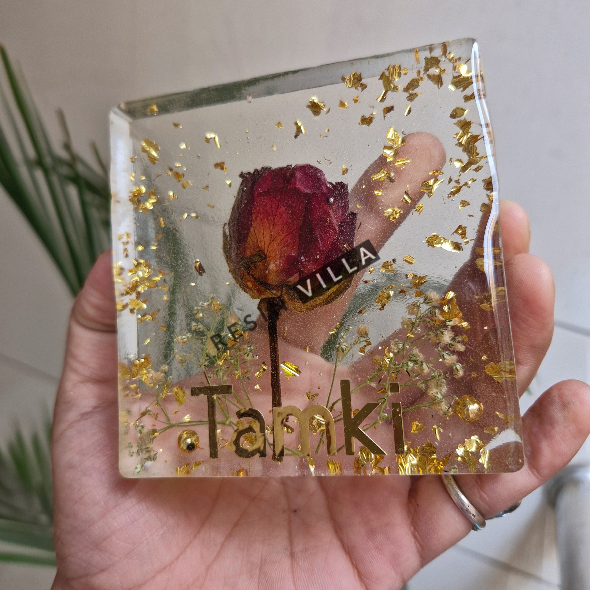 preserved red rose resin art wedding keepsake