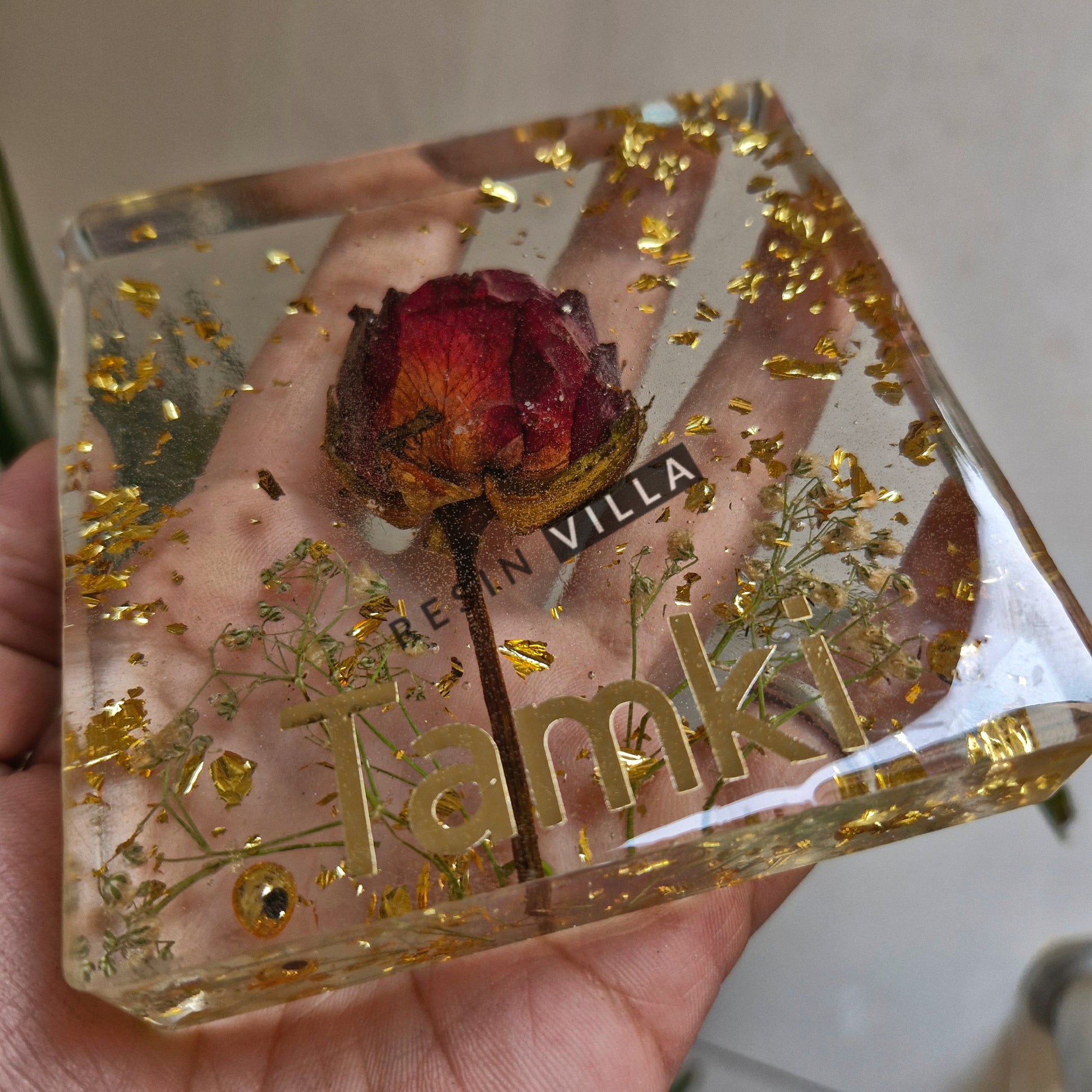 custom rose flower resin art gift India