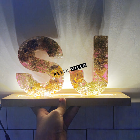 Varmala Preservation, 6 inch per letter, Letter S & J, LED lamp, Monogram Alphabet Led Letter Lights