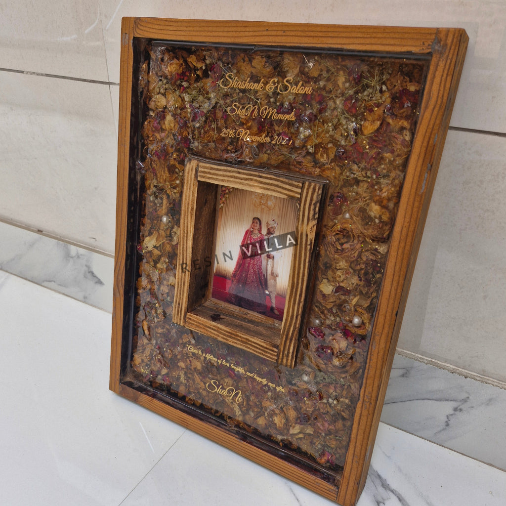 فن الراتينج، الحفاظ على الفارمالا، إطار صورة خشبي مقاس 12 بوصة، مجوهرات الزفاف، الحفاظ على الفارمالا للزوجين