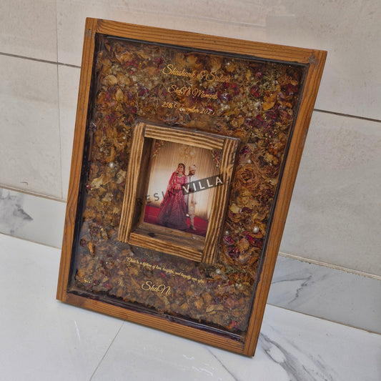 فن الراتينج، الحفاظ على الفارمالا، إطار صورة خشبي مقاس 12 بوصة، مجوهرات الزفاف، الحفاظ على الفارمالا للزوجين